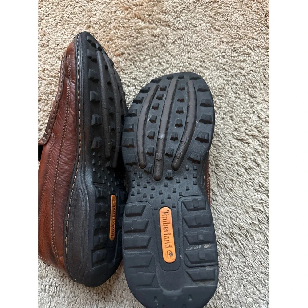 Timberland Mens Brown Leather Slip On Loafer Shoes Size 9M